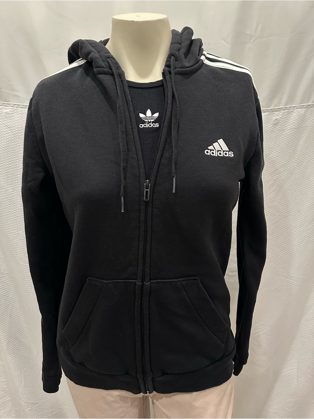 Adidas Classic Women's Full-Zip Hoodie with White Logo